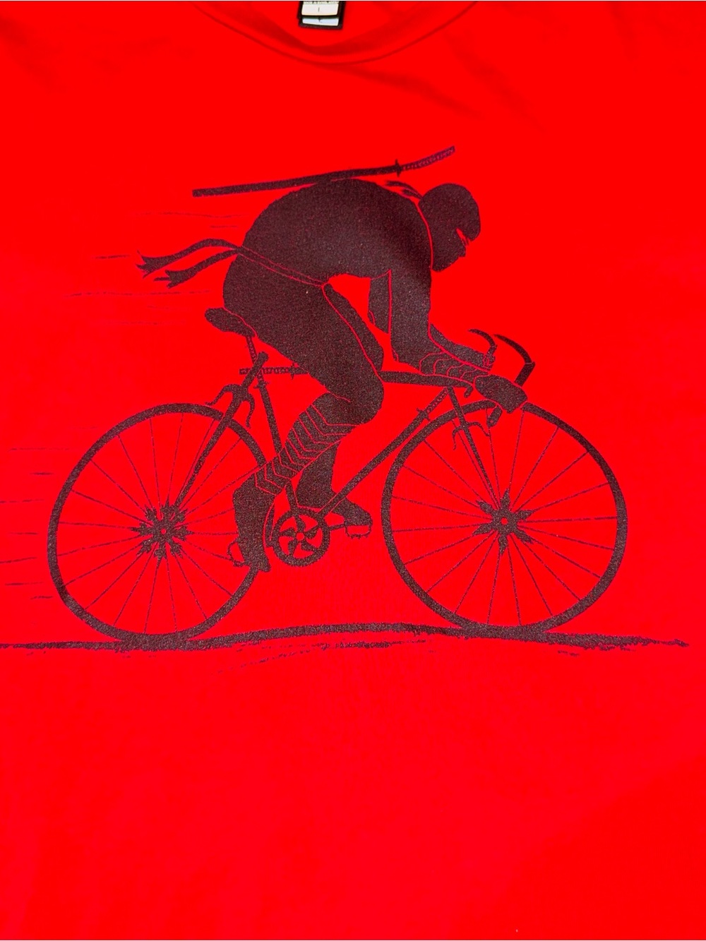 Ninja on Bike as color Tshirt Red size Large - Picture 3 of 7